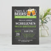 Kaas en bier 90e Birthday Invitation Card Kaart (Staand voorkant)