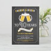 Kaas en bier 90e Birthday Invitation Card Kaart (Staand voorkant)