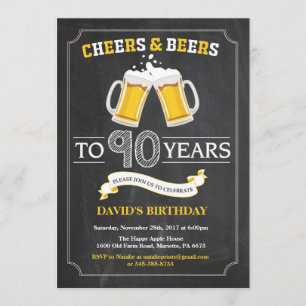 Kaas en bier 90e Birthday Invitation Card Kaart