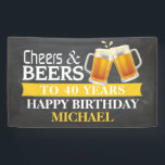 Kaas en bier Fijne 40ste verjaardag Banner Geel<br><div class="desc">Cheers and Beers Happy 40th Birthday Banner Yellow. Voor verdere aanpassing,  te klikken gelieve de knoop "van de Aanpassing het"en ons ontwerphulpmiddel te gebruiken om deze sjabloon te wijzigen.</div>