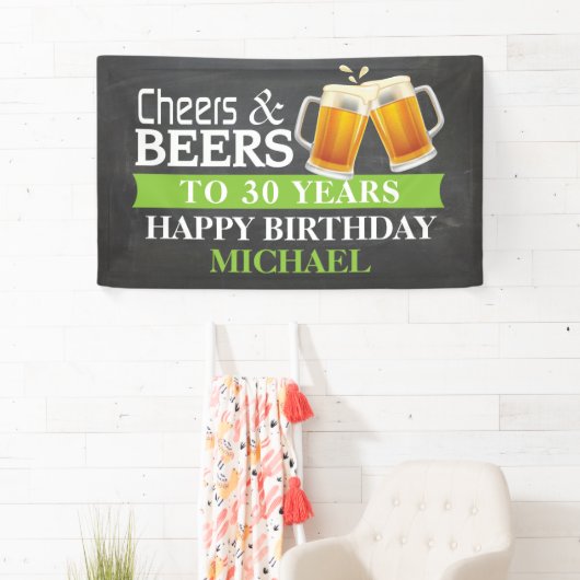 Kaas en bier Happy 30th Birthday Banner Green (Insitu)
