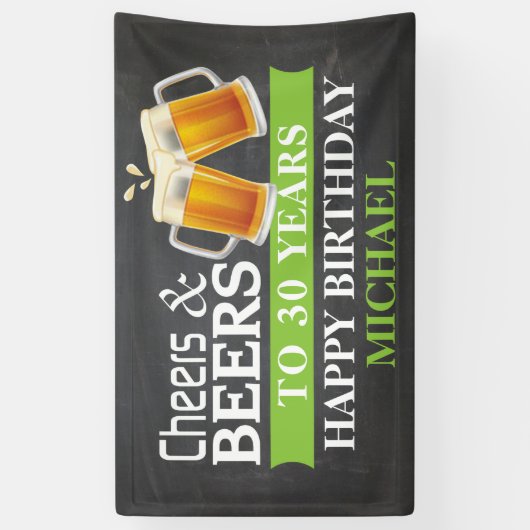 Kaas en bier Happy 30th Birthday Banner Green (Verticaal)