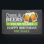 Kaas en bier Happy 80th Birthday Banner Green<br><div class="desc">Cheers and Beers Happy 80th Birthday Banner Green. Voor verdere aanpassing,  te klikken gelieve de knoop "van de Aanpassing het"en ons ontwerphulpmiddel te gebruiken om deze sjabloon te wijzigen.</div>