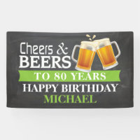 Kaas en bier Happy 80th Birthday Banner Green