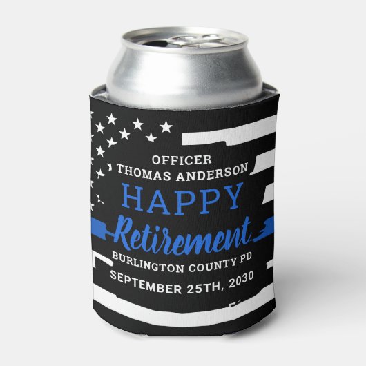 Kaas en bier met een blauwe lijn politievervroegin blikjeskoeler (Blikje Voorkant)