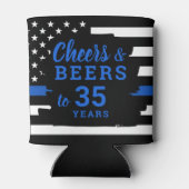 Kaas en bier met een blauwe lijn politievervroegin blikjeskoeler (Achterkant)