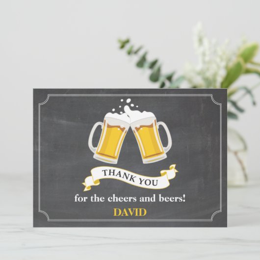 Kaas en bier Mok Chalkboard Bedankkaart (Staand voorkant)