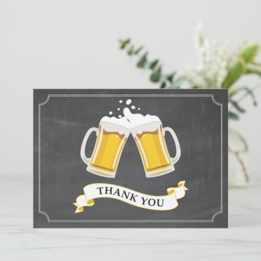 Kaas en bier Mok Chalkboard Bedankkaart (Staand voorkant)