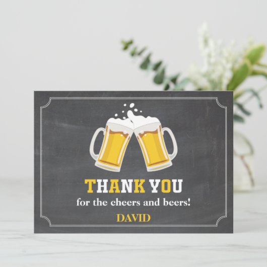 Kaas en bier Mok Chalkboard Bedankkaart (Staand voorkant)
