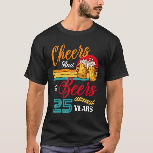 kaas en bier naar mijn 25-jarige dag 25 t-shirt (Voorkant)
