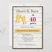Kaas en bier Rustic 40e verjaardag uitnodiging (Voorkant)