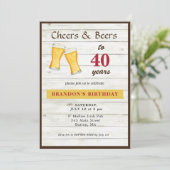 Kaas en bier Rustic 40e verjaardag uitnodiging (Staand voorkant)