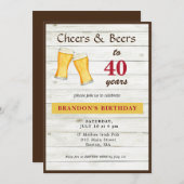 Kaas en bier Rustic 40e verjaardag uitnodiging (Voorkant / Achterkant)