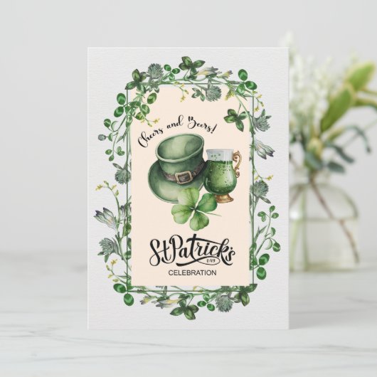 Kaas en bier. St. Patrick's Celebration Invita Kaart (Staand voorkant)