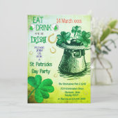 Kaas en bier St. Patrick's Day Birthday Party Kaart (Staand voorkant)