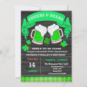 Kaas en bier St. Patrick's Day Birthday Party Kaart