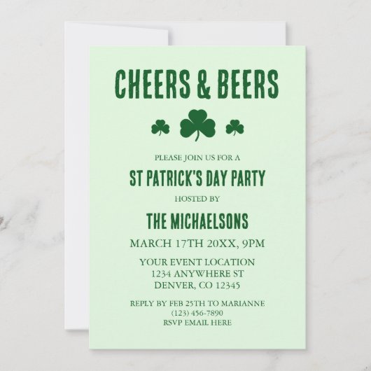 Kaas en bier St Patrick's Day Party Kaart (Voorkant)