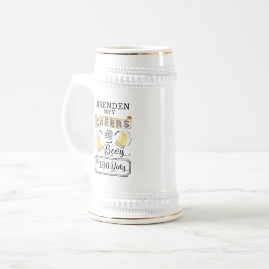 Kaas en bier tot 100 jaar geboortedag Beer Stein Bierpul (Voorkant links)