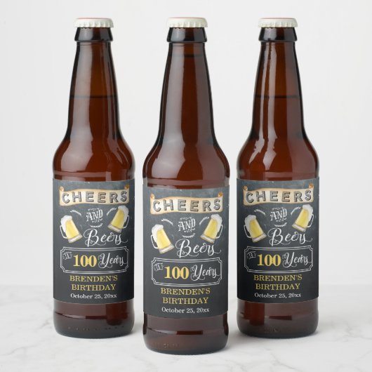 Kaas en bier tot 100 jaar geboortedag bier etiket (Flessen)