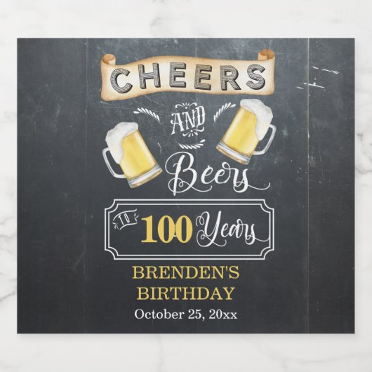 Kaas en bier tot 100 jaar geboortedag bier etiket (Enkel label)