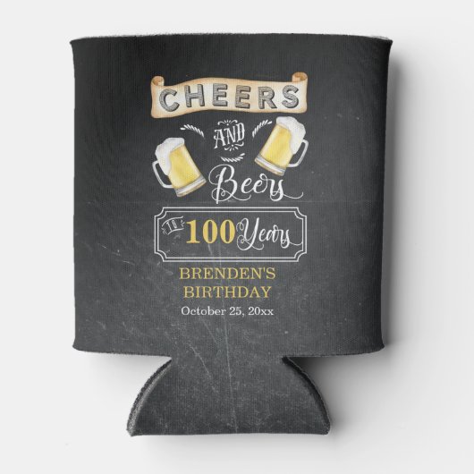 Kaas en bier tot 100 jaar geboortedag blikjeskoeler (Voorkant)