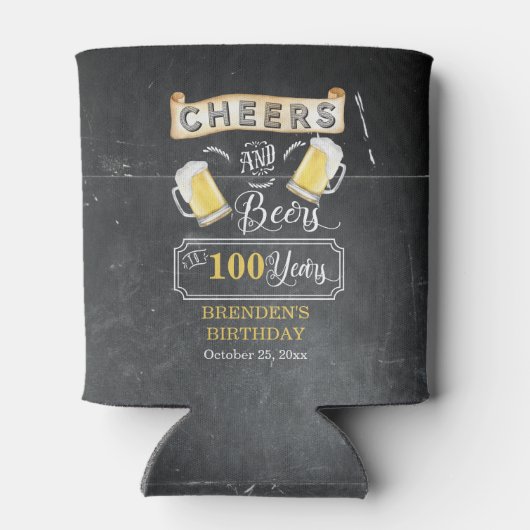 Kaas en bier tot 100 jaar geboortedag blikjeskoeler (Achterkant)