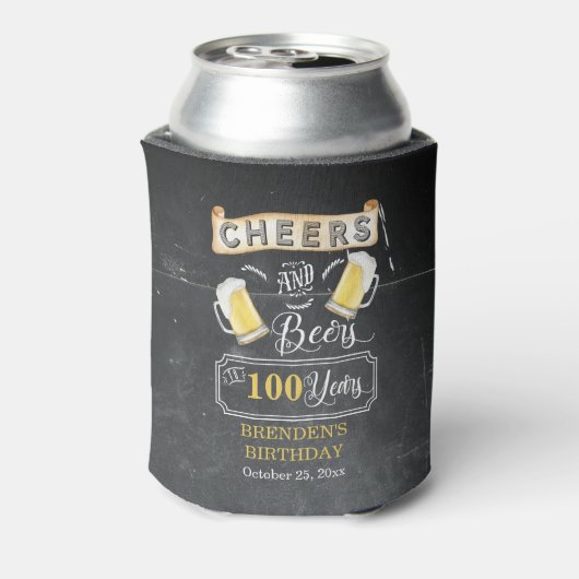 Kaas en bier tot 100 jaar geboortedag blikjeskoeler (Blikje Achterkant)