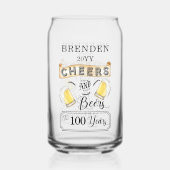 Kaas en bier tot 100 jaar verjaardag blikvorm glas (Achterkant)