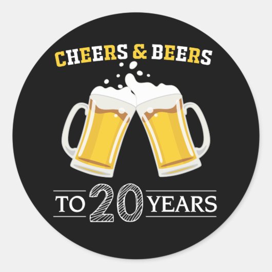 Kaas en bier tot 20 jaar ronde sticker (Voorkant)