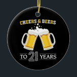 Kaas en bier tot 21 jaar keramisch ornament<br><div class="desc">Kaas en bier tot 21 jaar Keramisch Ornament</div>