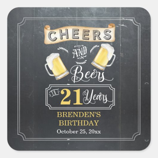 Kaas en bier tot 21 jaar na geboorte vierkante sticker (Voorkant)