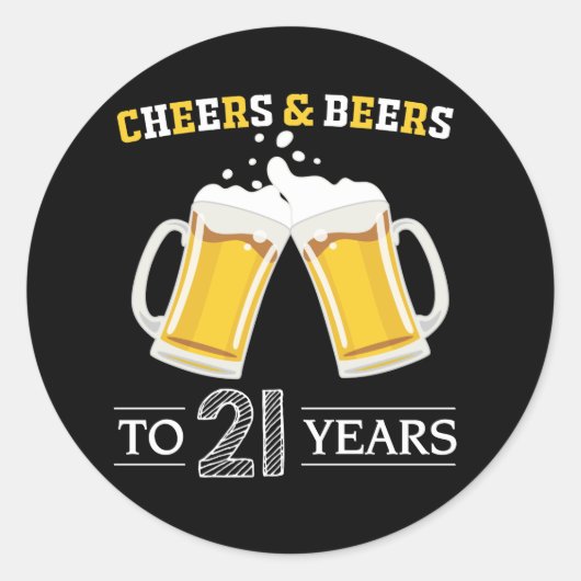 Kaas en bier tot 21 jaar ronde sticker (Voorkant)