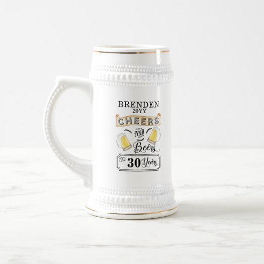 Kaas en bier tot 30 jaar na geboorte Beer Stein Bierpul (Links)