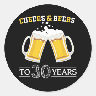 Kaas en bier tot 30 jaar ronde sticker