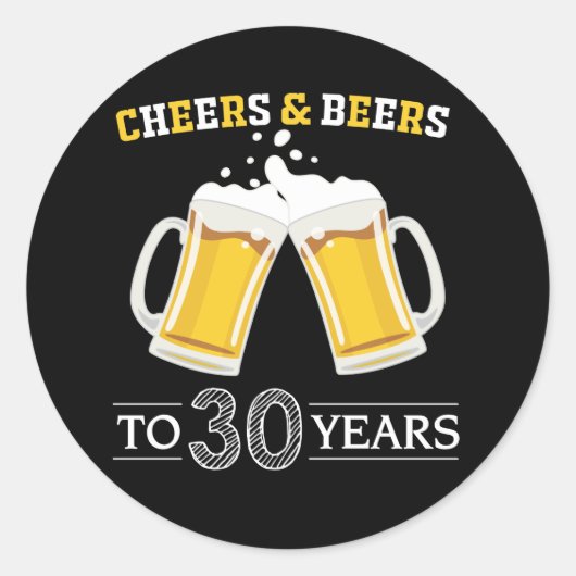 Kaas en bier tot 30 jaar ronde sticker (Voorkant)