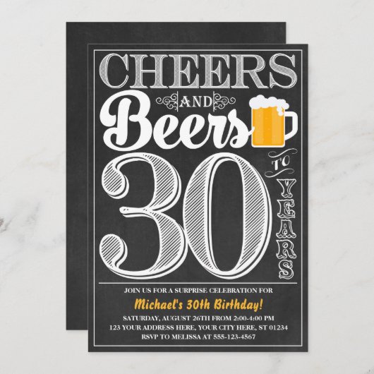 Kaas en bier tot 30 jaar uitnodiging (Voorkant / Achterkant)
