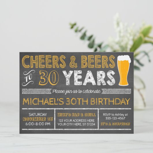 Kaas en bier tot 30 jaar uitnodiging (Staand voorkant)