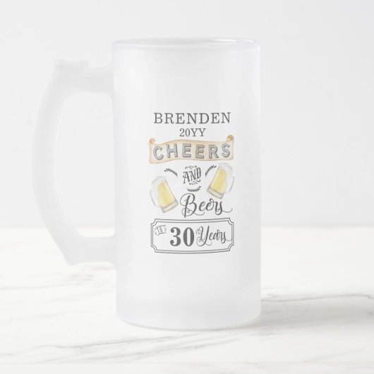 Kaas en bier tot 30 jaar verjaardag matglas bierpul (Links)