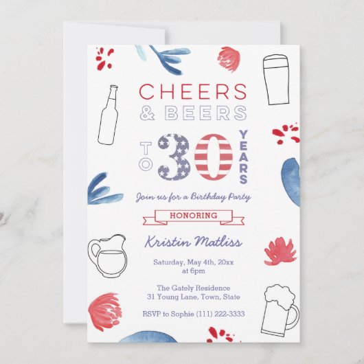 Kaas en bier tot 30 jaar volwassen geboortedag kaart (Voorkant)