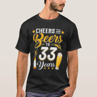 Kaas en bier tot 33 jaar Funny 33rd Birthday D T-shirt