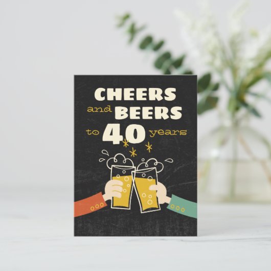Kaas en bier tot 40 jaar na geboorte briefkaart (Staand voorkant)