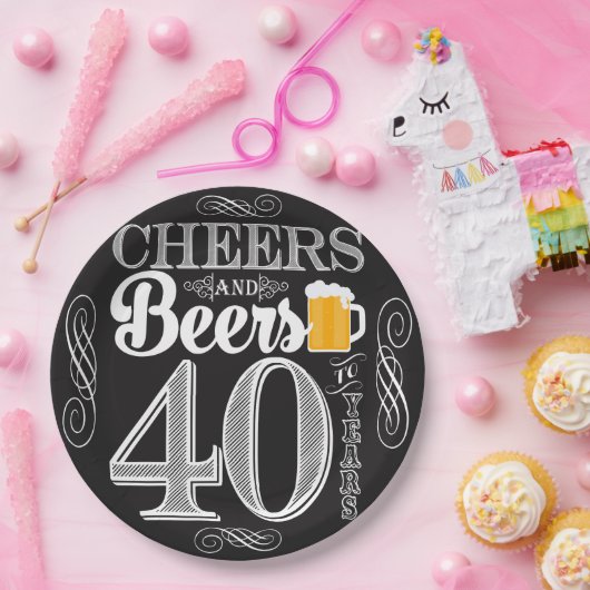 Kaas en bier tot 40 jaar Papier Bord 9" (Feest)