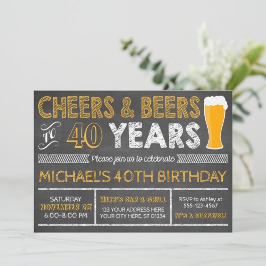 Kaas en bier tot 40 jaar uitnodiging (Staand voorkant)