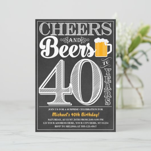 Kaas en bier tot 40 jaar uitnodiging (Staand voorkant)