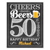 Kaas en bier tot 50 jaar Happy Birthday Sign Foto Afdruk (Voorkant)