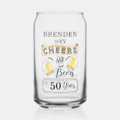 Kaas en bier tot 50 jaar verjaardag blikvorm glas (Achterkant)