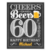 Kaas en bier tot 60 jaar Happy Birthday Sign Foto Afdruk (Voorkant)
