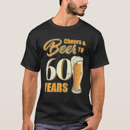 Kaas en bier tot 60 jaar Vreemde verjaardag T-shirt (Voorkant)