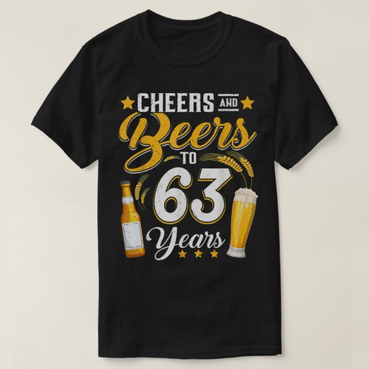 Kaas en bier tot 63 jaar Funny 63rd Birthday D T-shirt (Design voorkant)
