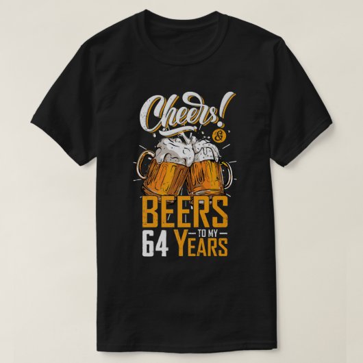 Kaas en bier tot 64 jaar 64e Funny Birthday P T-shirt (Design voorkant)